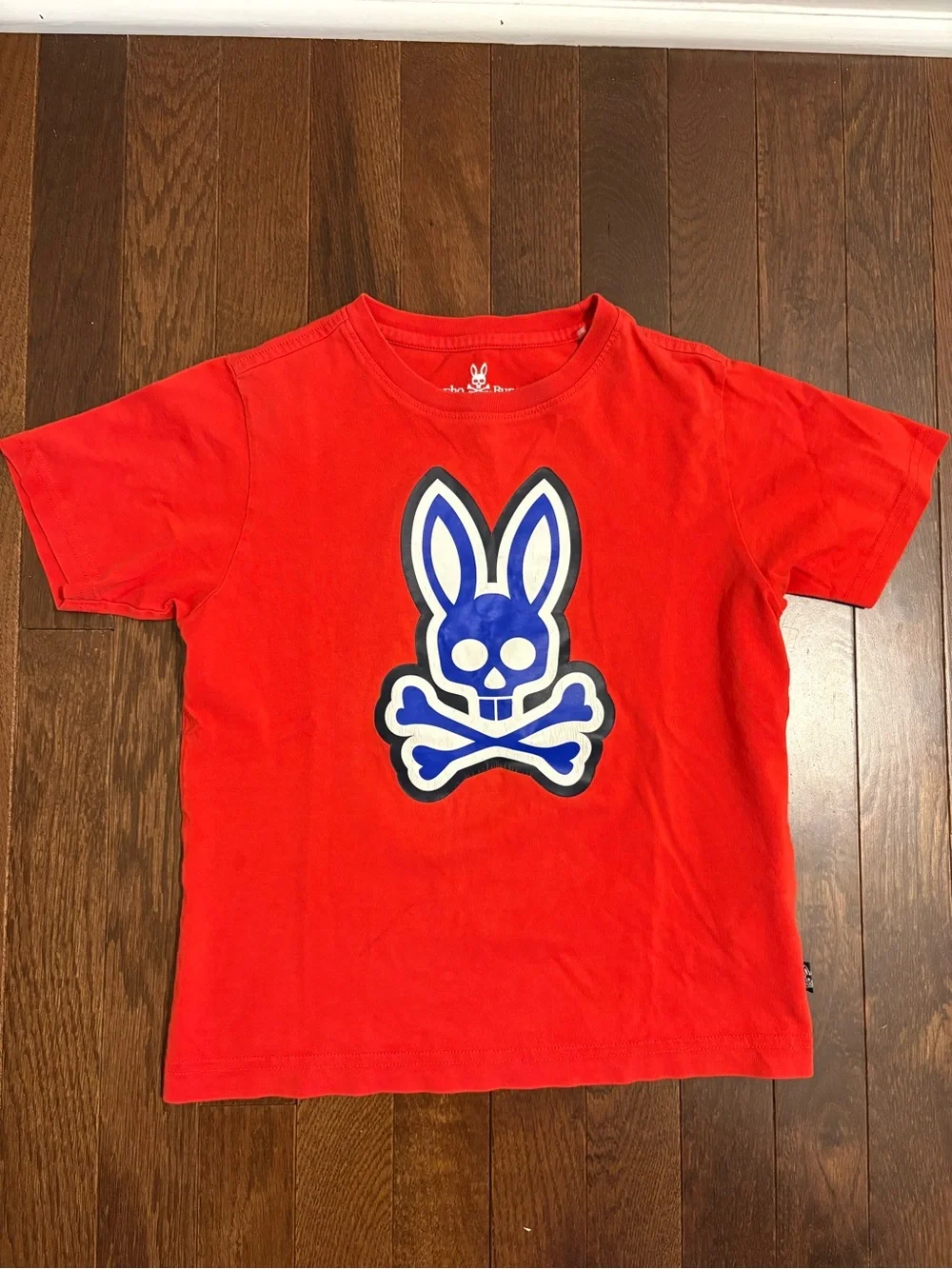 Psycho Bunny Kids Graphic T-Shirt Red Size S 7/8 100% Pima Cotton Big Logo